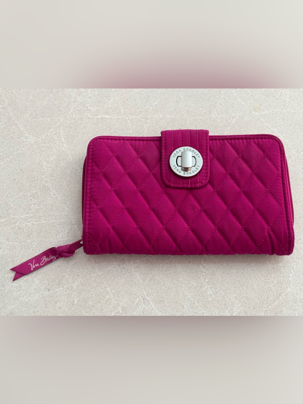 Vera Bradley Deep Raspberry Quilted Turn-Lock Wallet